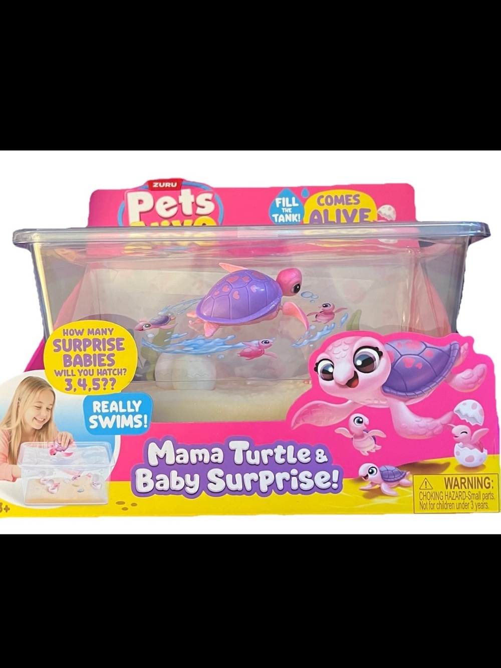 Zuru Pets Alive Mama Turtle & Baby Surprise - Pink and Purple